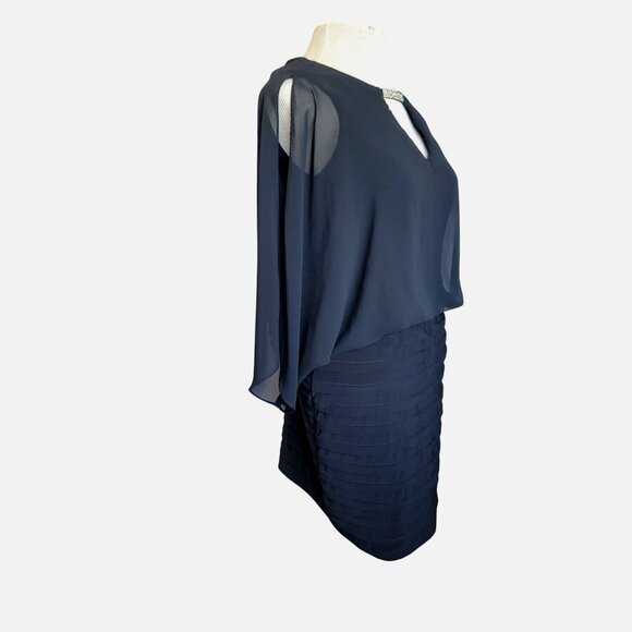 Cache Cocktail Dress Womens Small Sheer Chiffon Bodice Cold Shoulder Formal - Picture 2 of 9